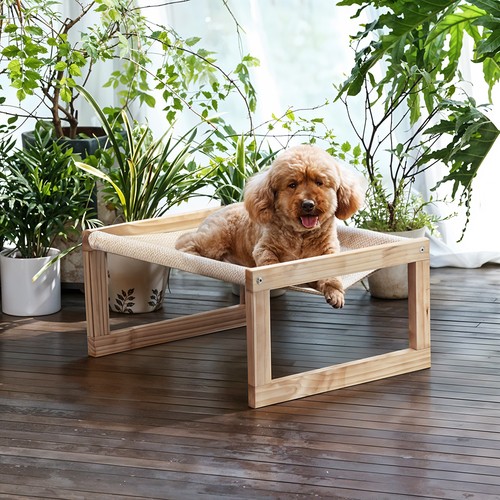 Wooden elevated dog bed - elevated,