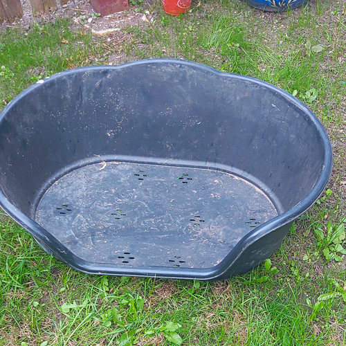 Black plastic dog bed basket - dog,